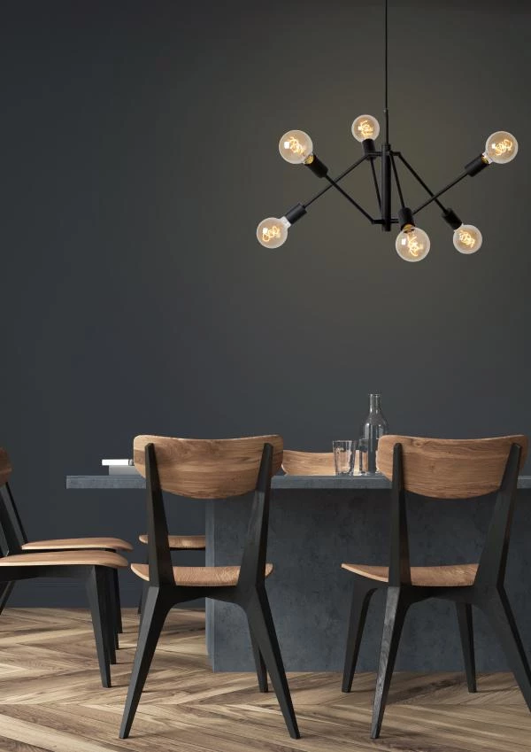 Lucide LESTER - Pendant light - 6xE27 - Black - ambiance 3